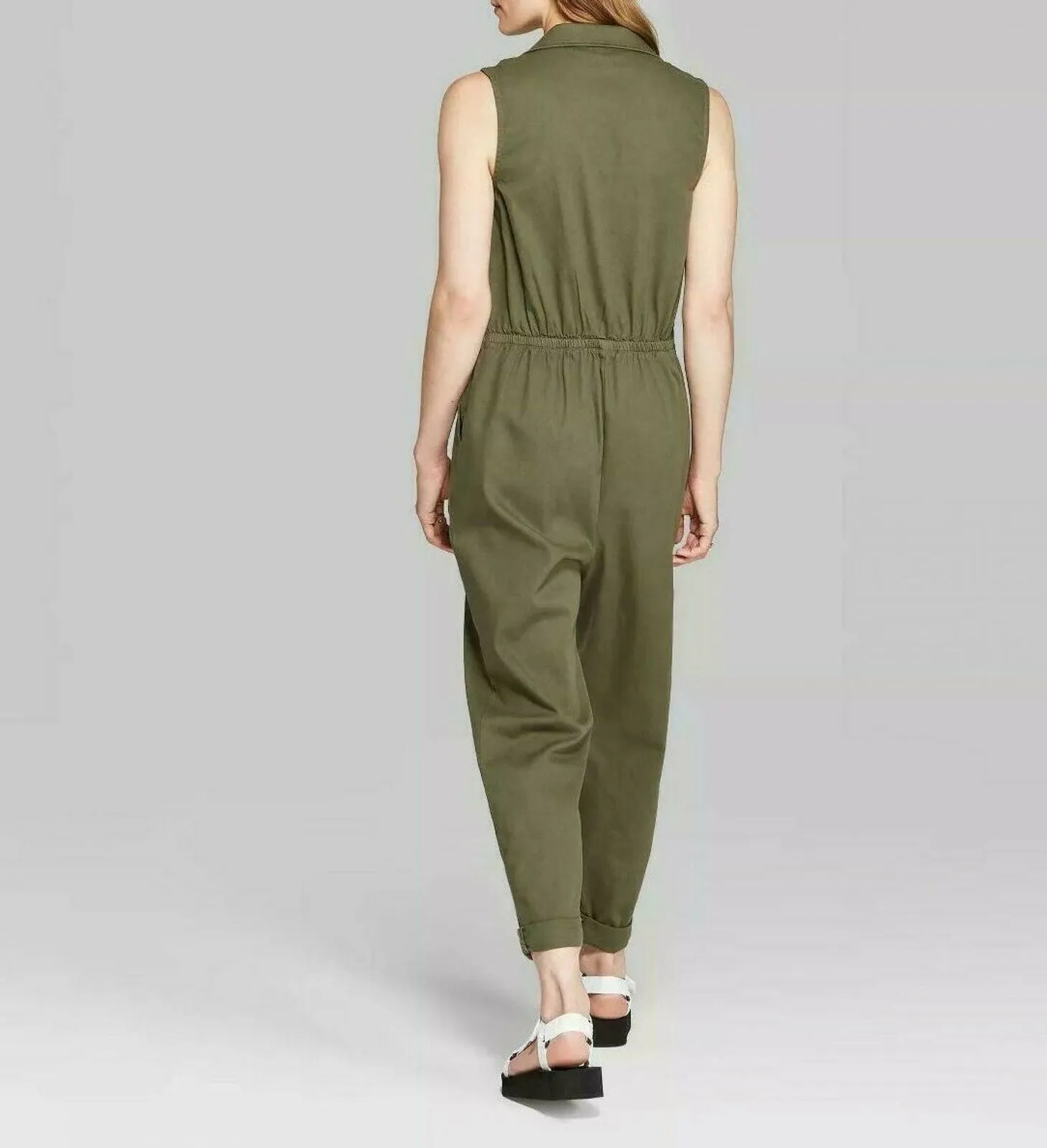 Wild Fable Women's Sleeveless Collared Button Front Utility Jumpsuit