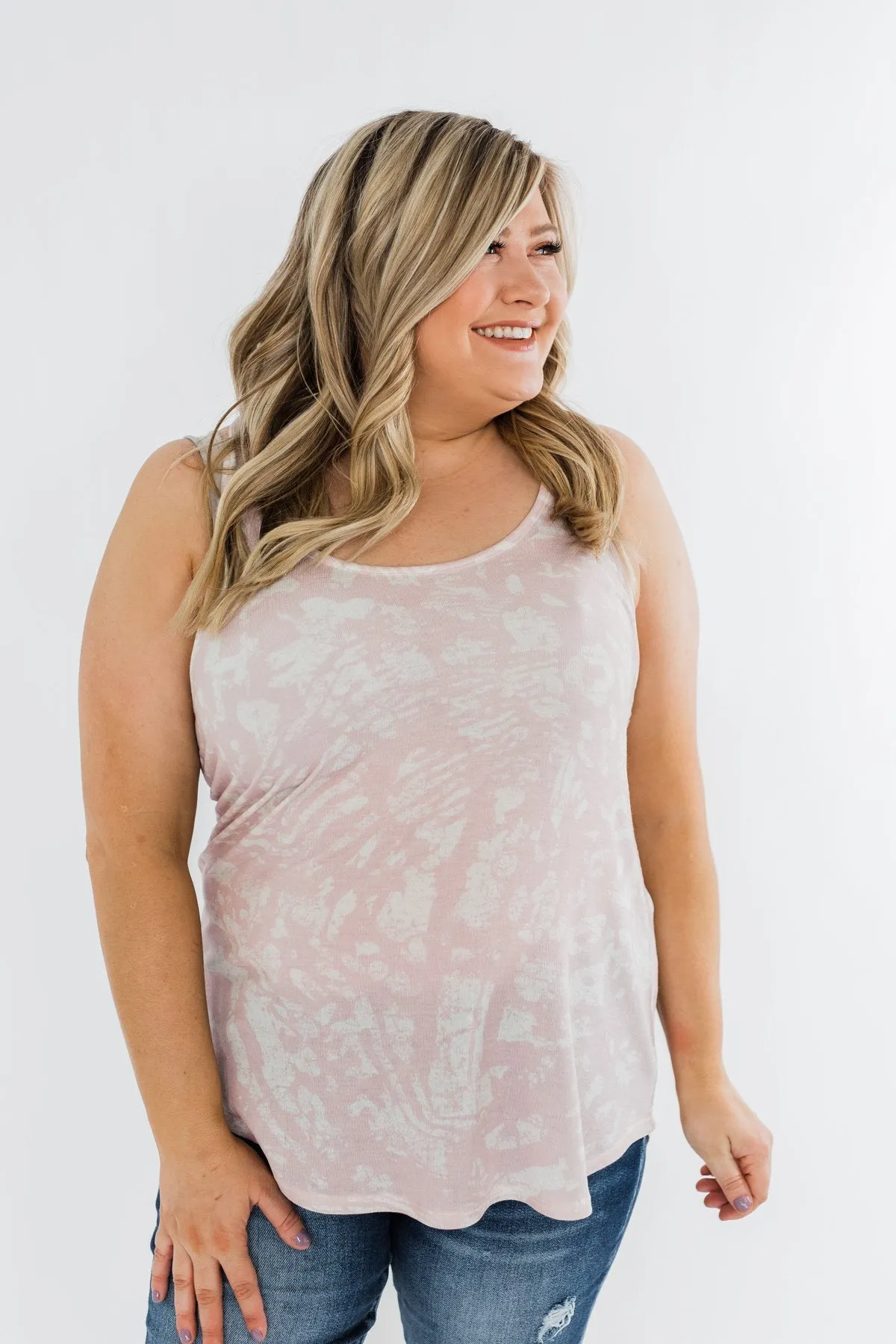 Wild In Your Smile Racerback Tank Top- Ivory & Blush