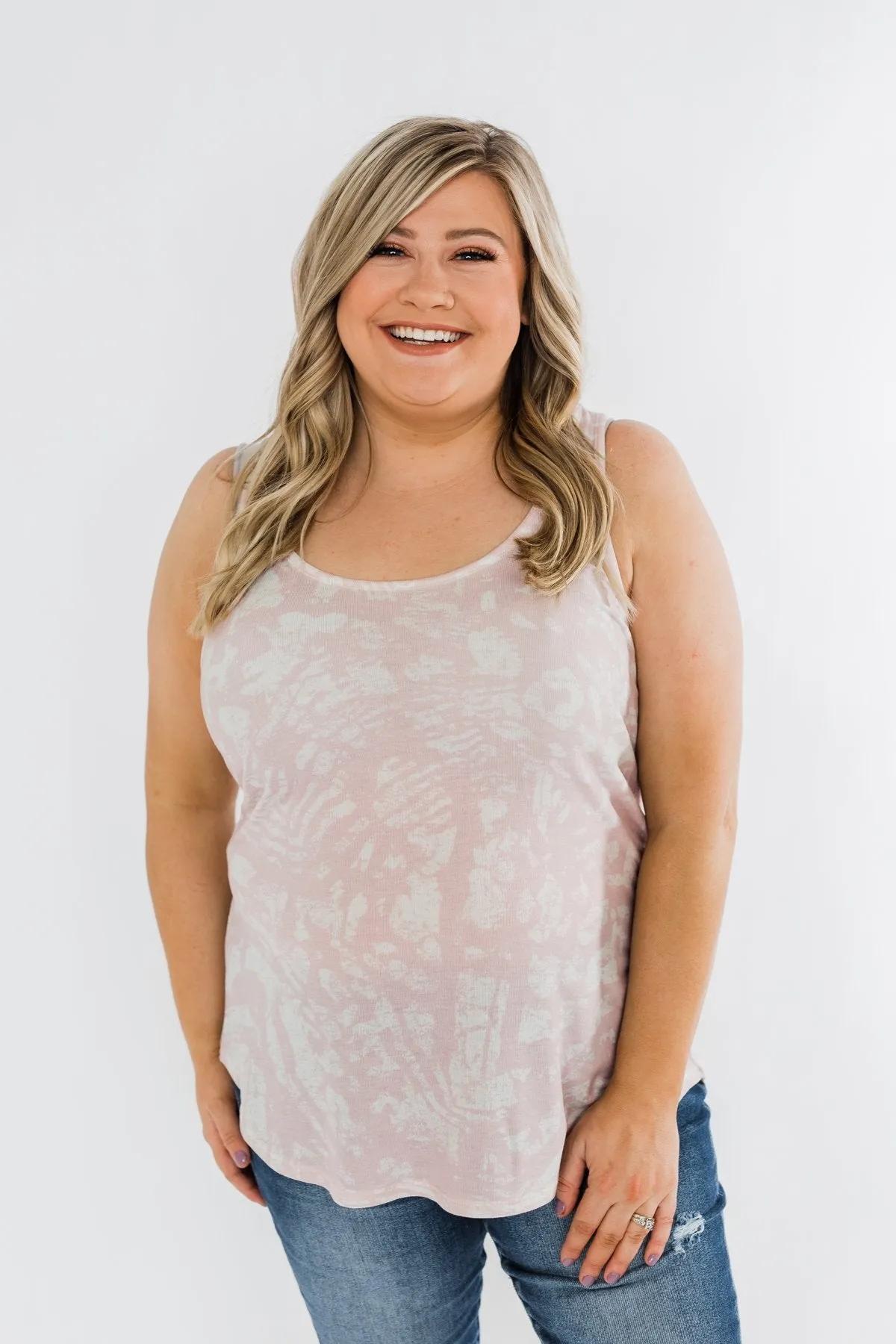 Wild In Your Smile Racerback Tank Top- Ivory & Blush