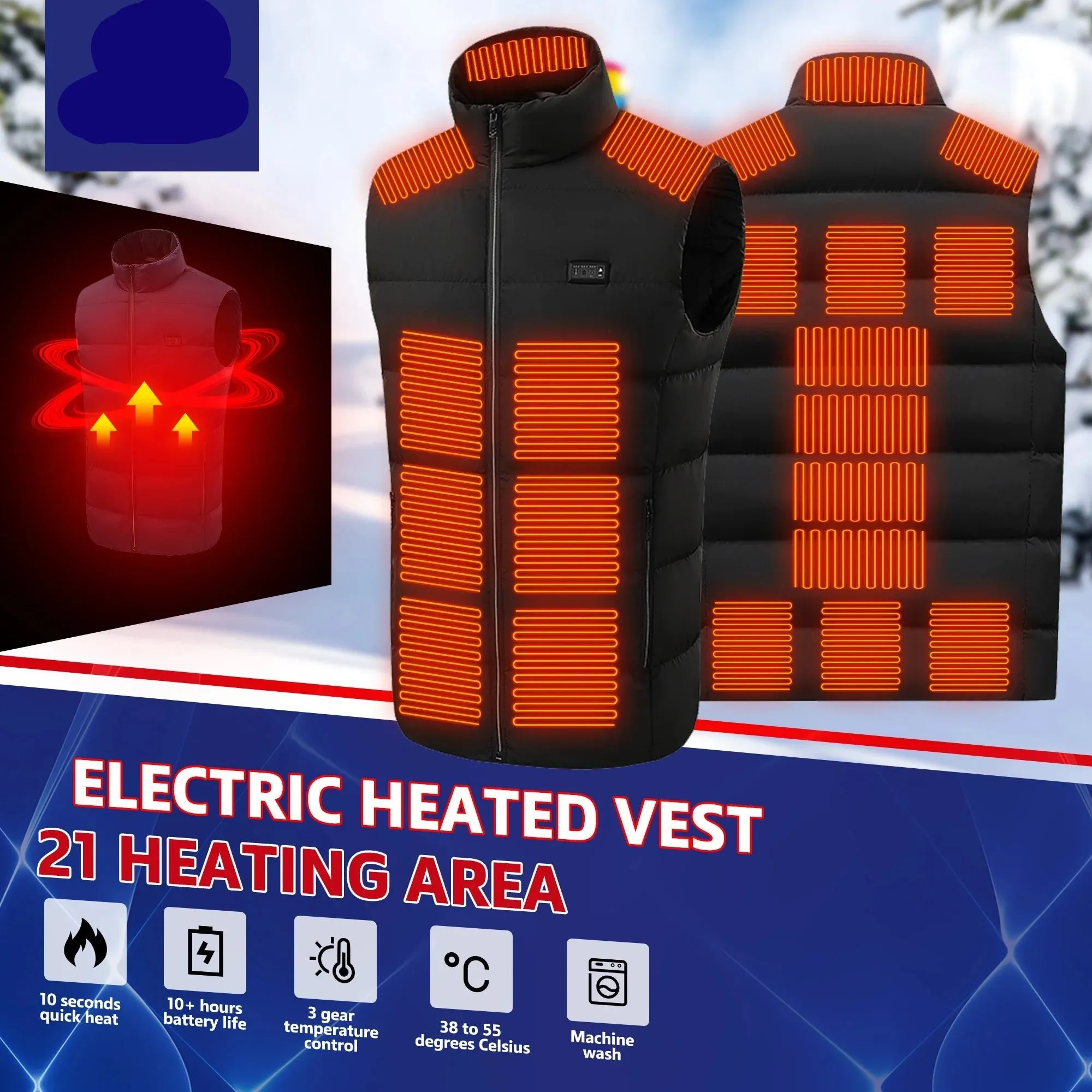 Winter Heated Vest – USB-Powered Anti-Freeze Jacket for Hunting, Skiing, Motorcycling, and Outdoor Activities (S-6XL) C11