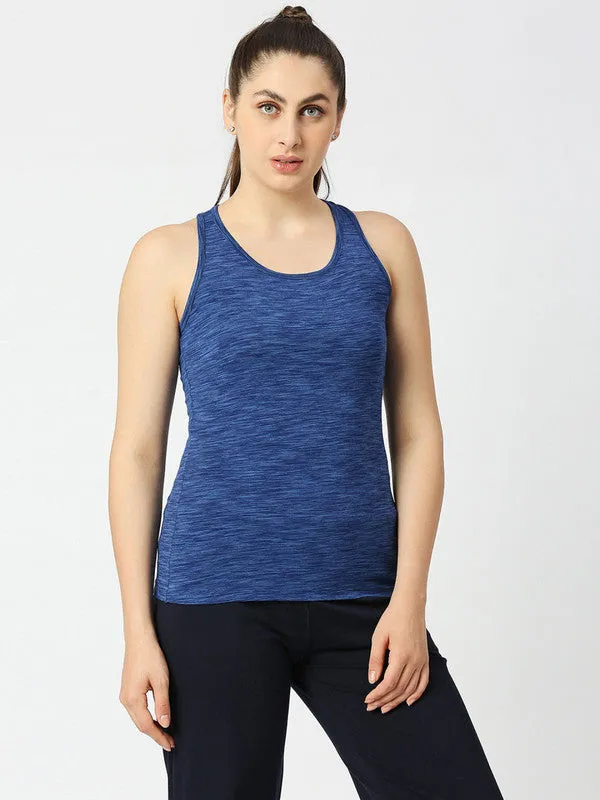Women Ink Blue Solid Racerback Tank Top RACER BACK STRETCH-  4W-IB