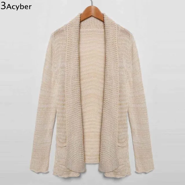 Women Knitted Sweaters Lapel Long Sleeve