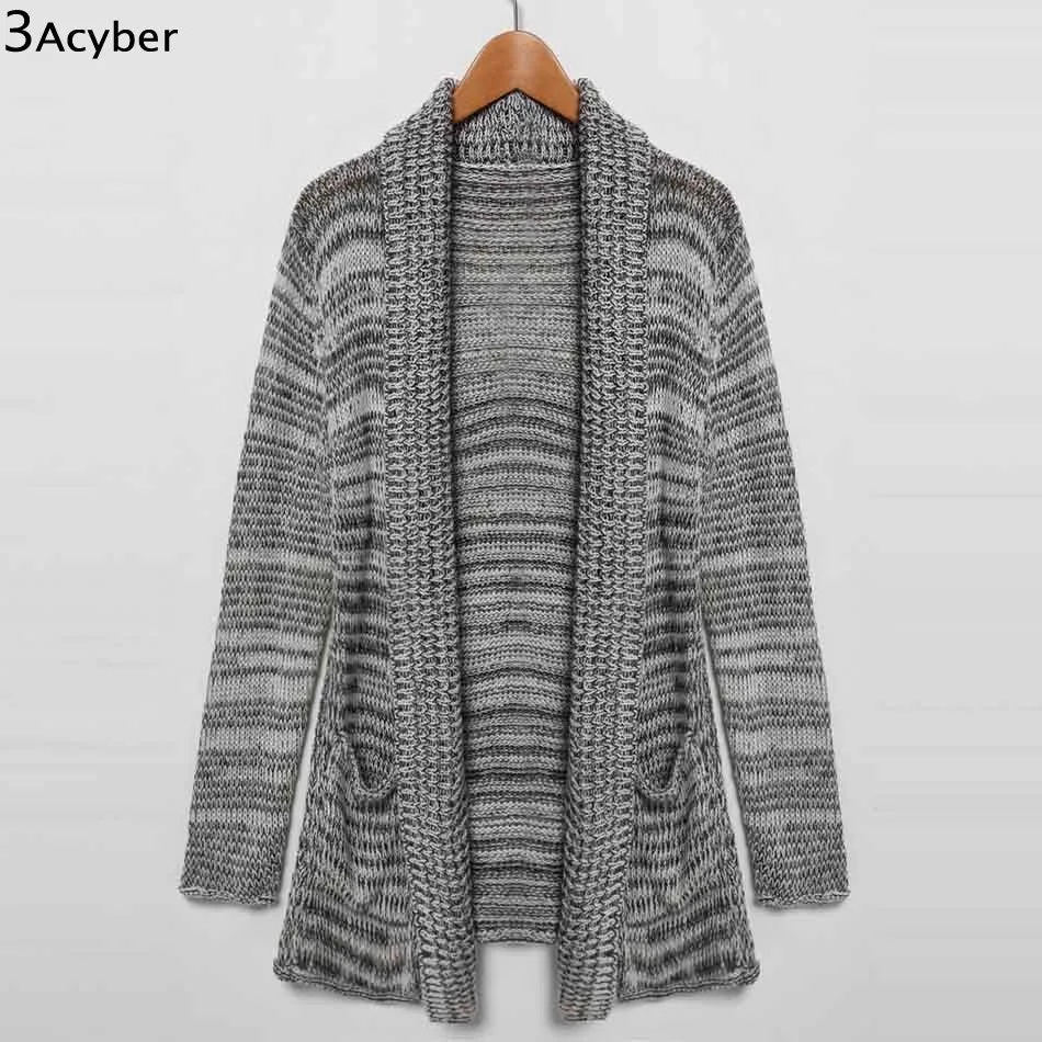Women Knitted Sweaters Lapel Long Sleeve