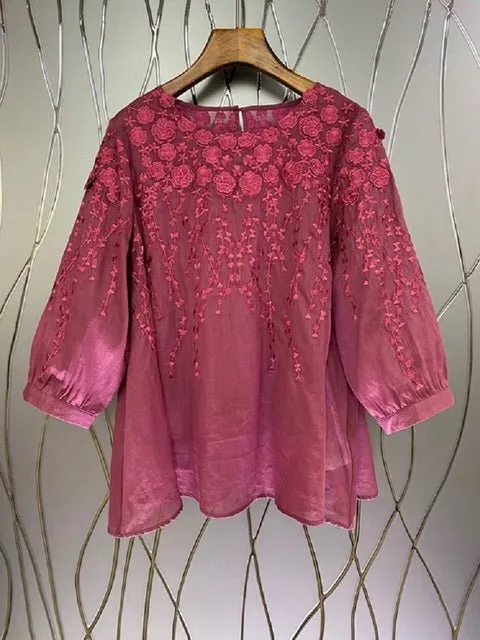 Women O-Neck Casual Loose Tops Blouse