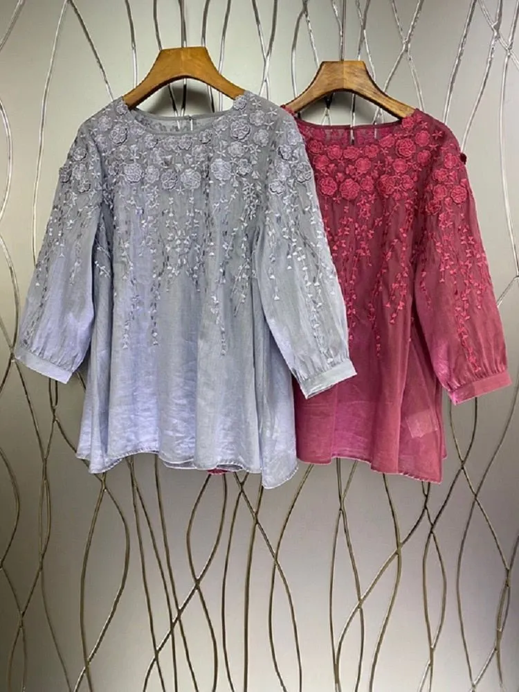 Women O-Neck Casual Loose Tops Blouse
