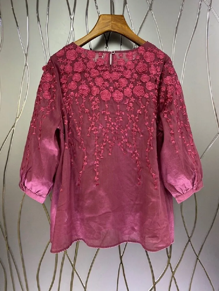 Women O-Neck Casual Loose Tops Blouse