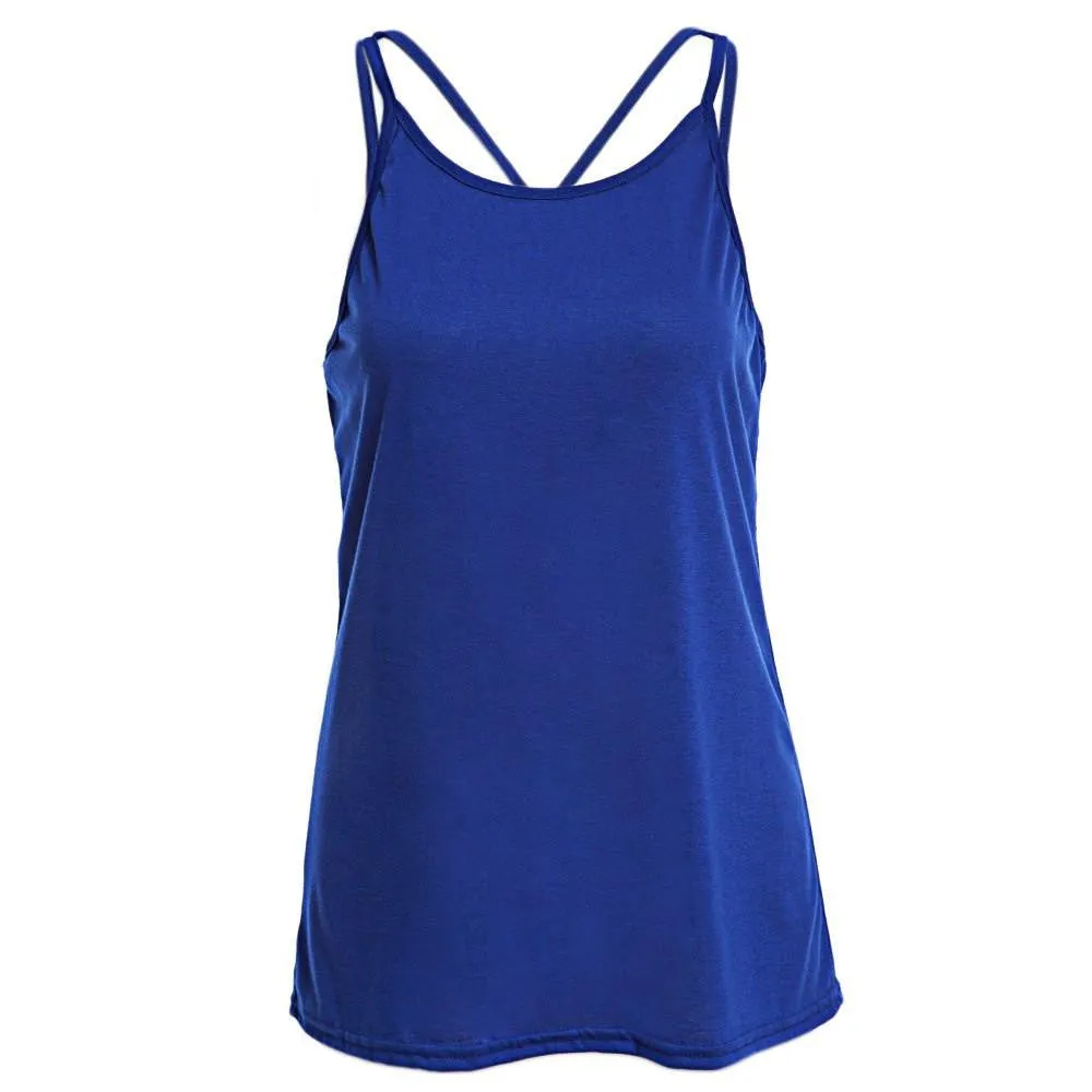 Women Tank Top Ladies Camisole Sleeveless Strap Vest Backless Tops Solid Criss Cross Loose Crop Top