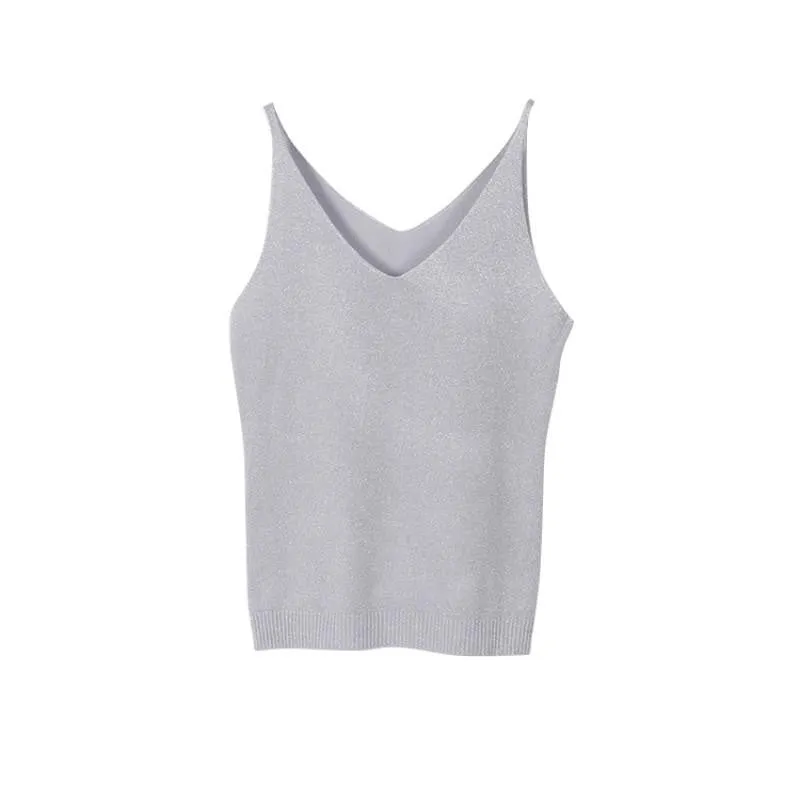 Women V Neck Sleeveless Tops Shirt Spaghetti Strap Short Tops H34