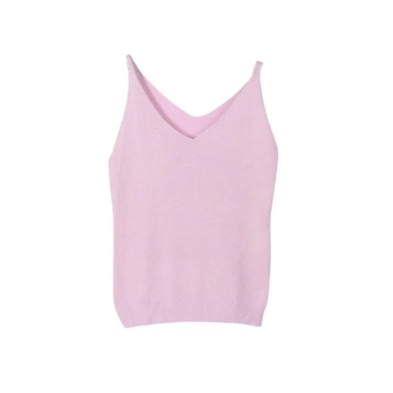 Women V Neck Sleeveless Tops Shirt Spaghetti Strap Short Tops H34