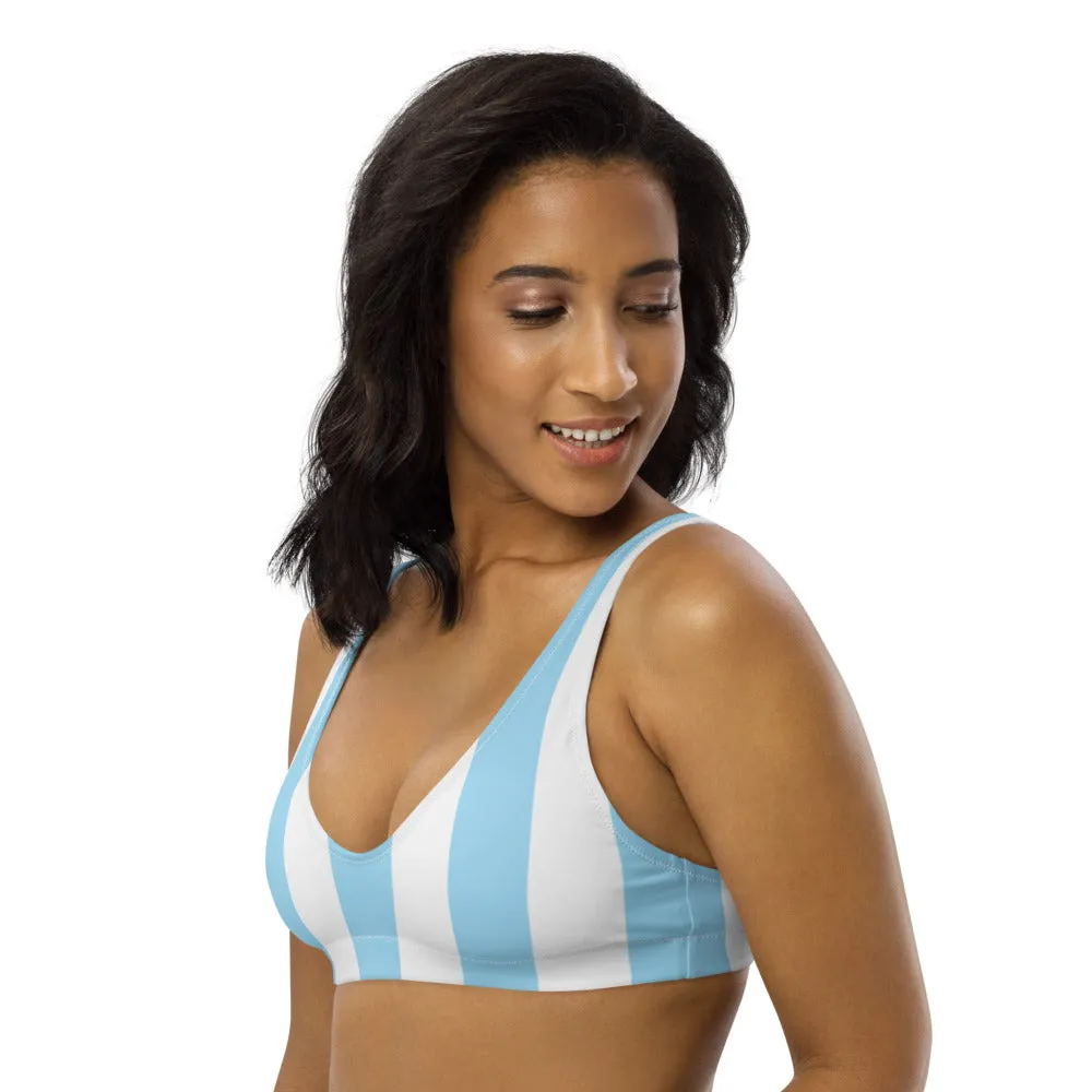 Women's Aqua Striped Bikini Top