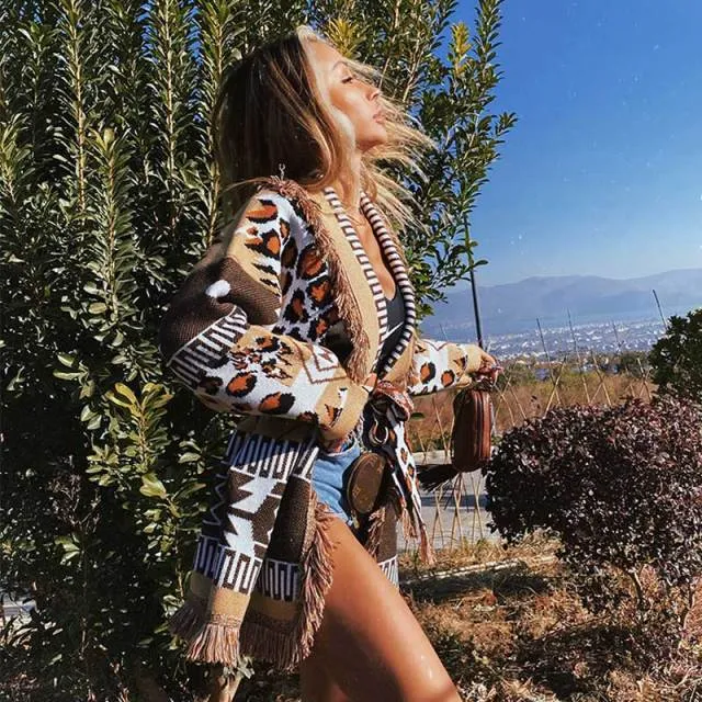 Women's bohemian cardigan sweater