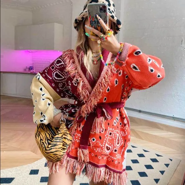 Women's bohemian cardigan sweater