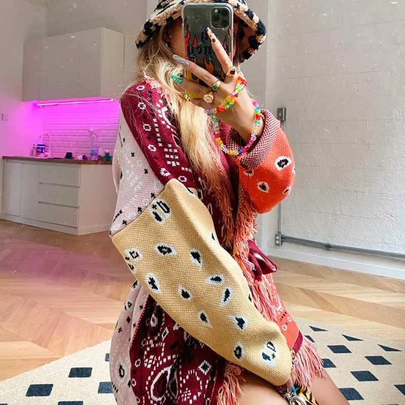 Women's bohemian cardigan sweater