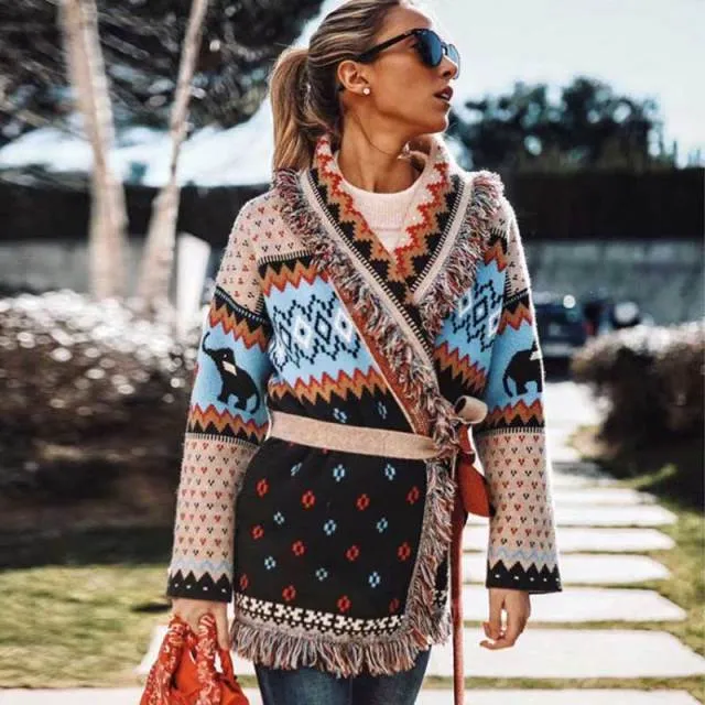 Women's bohemian cardigan sweater