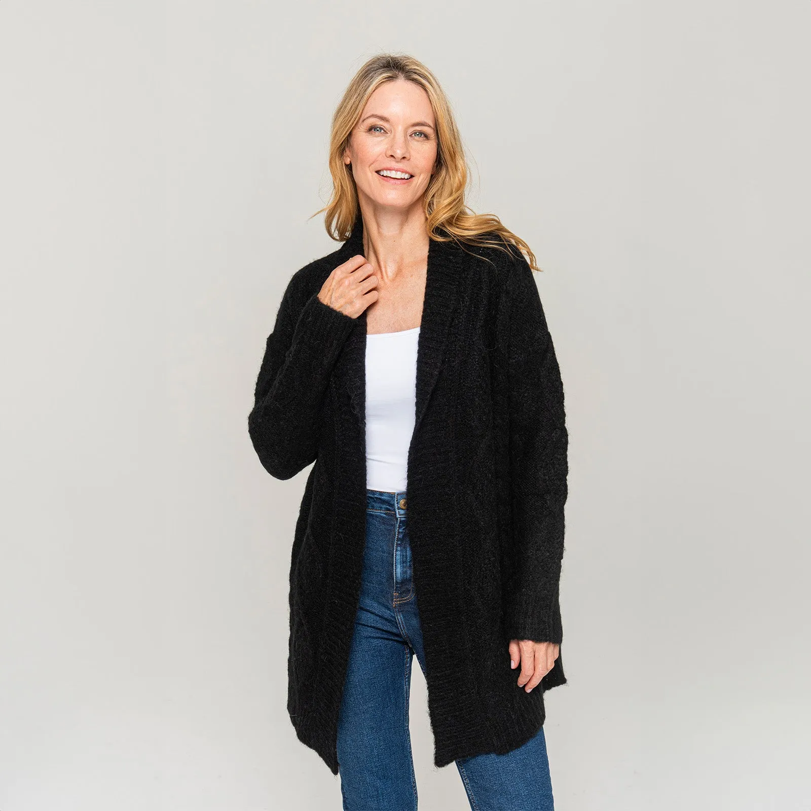 Women's Cable Knit Open Cardigan