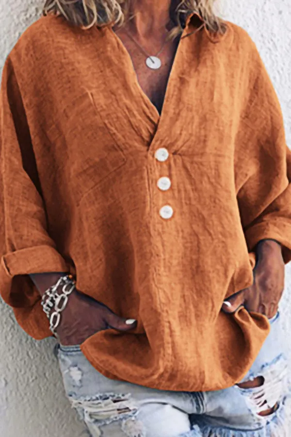 Women's Cotton And Linen Loose Shirt
