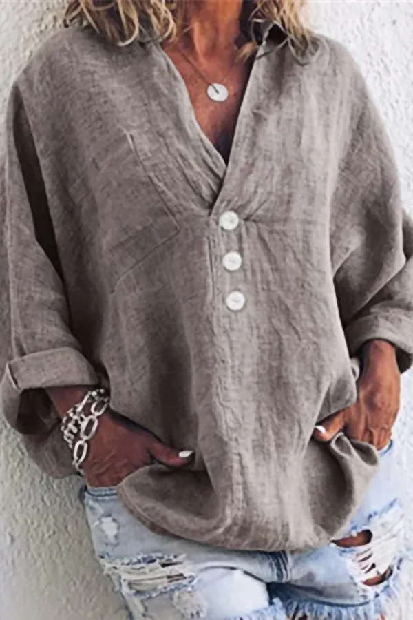 Women's Cotton And Linen Loose Shirt