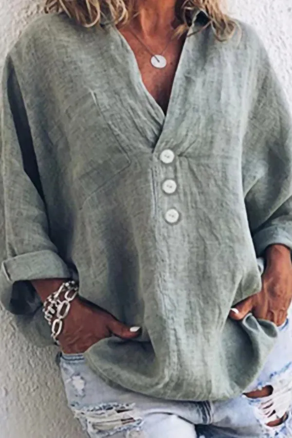 Women's Cotton And Linen Loose Shirt