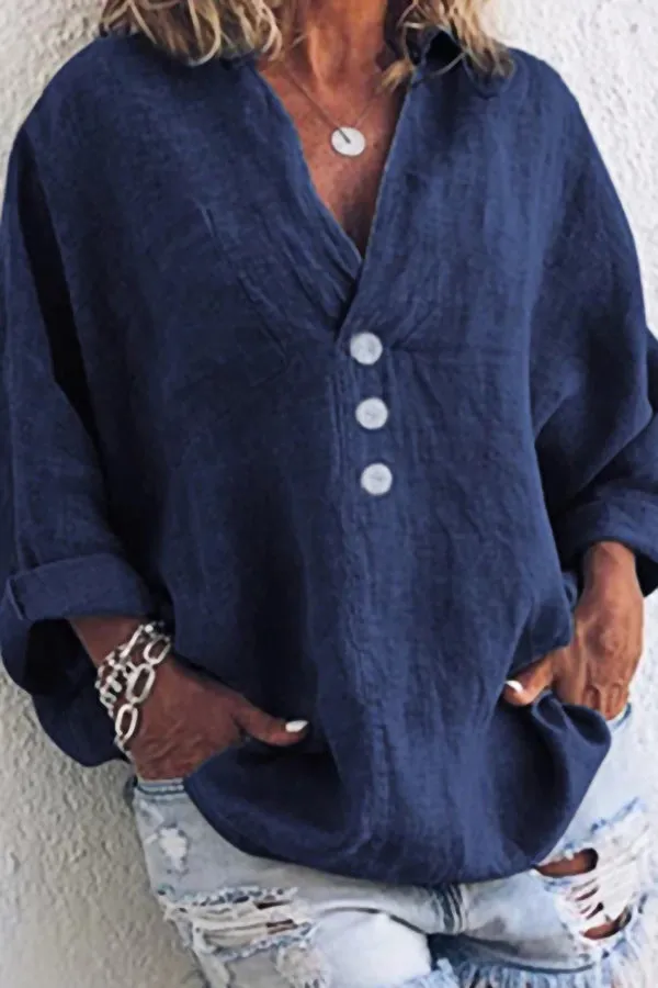 Women's Cotton And Linen Loose Shirt