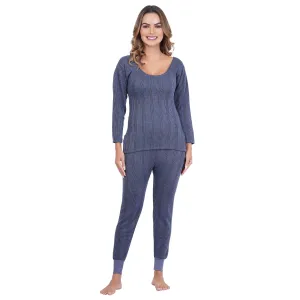 Women's Cotton Blend 3/4th Sleeves Top and Bottom Thermal Set