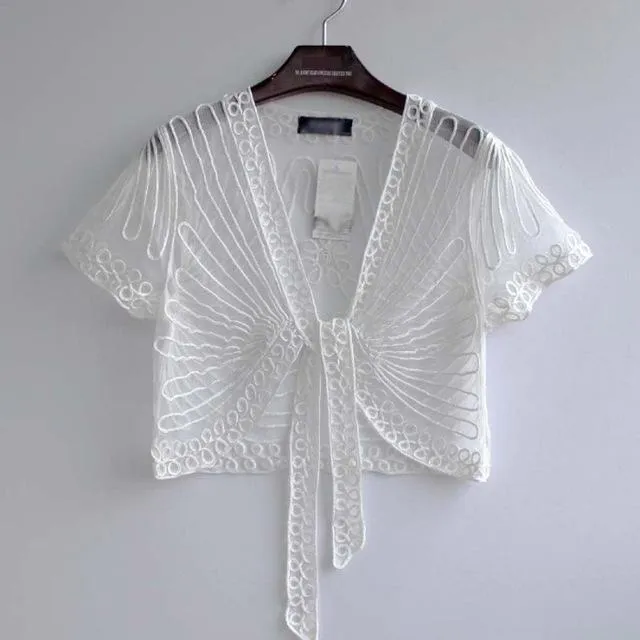 Women's Elegant Versatile Chiffon Lace Bolero Cardigan Shawl