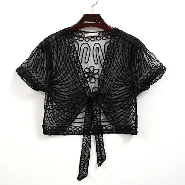 Women's Elegant Versatile Chiffon Lace Bolero Cardigan Shawl