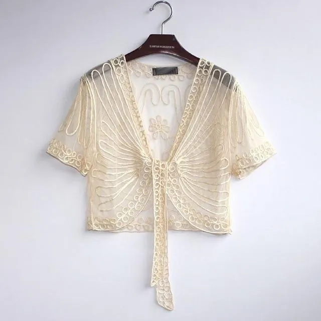 Women's Elegant Versatile Chiffon Lace Bolero Cardigan Shawl