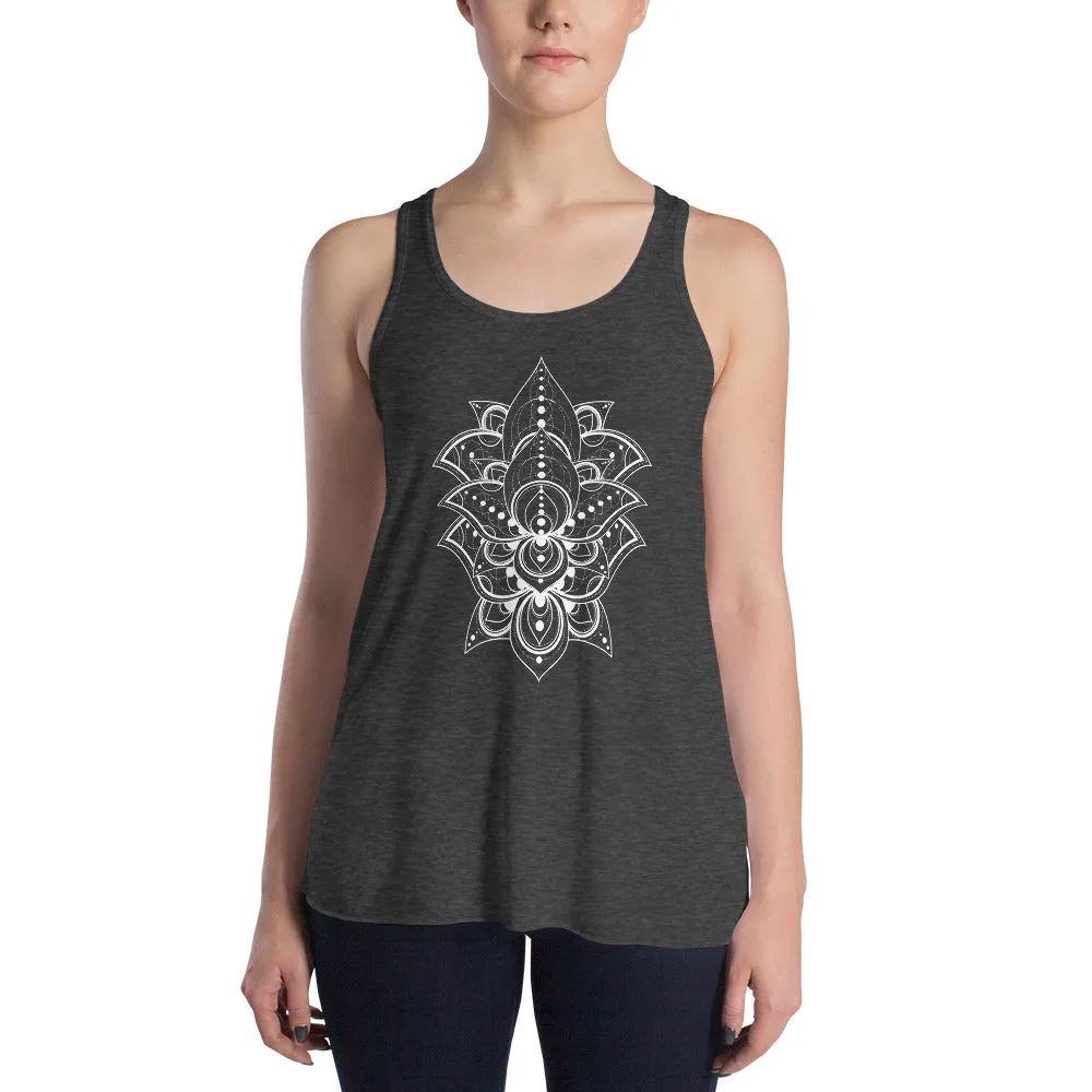 Women's Flowy Racerback Tank | Womens Tank Tops | Lotus Tank Tops for Women | Boho Flowy Tanks | Floral Racerback Tank
