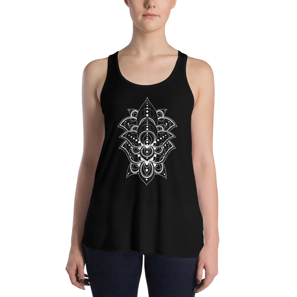 Women's Flowy Racerback Tank | Womens Tank Tops | Lotus Tank Tops for Women | Boho Flowy Tanks | Floral Racerback Tank