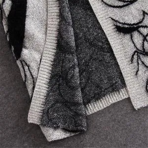 Women's Head Embroidery Long Section Knitted Sweater Cardigan