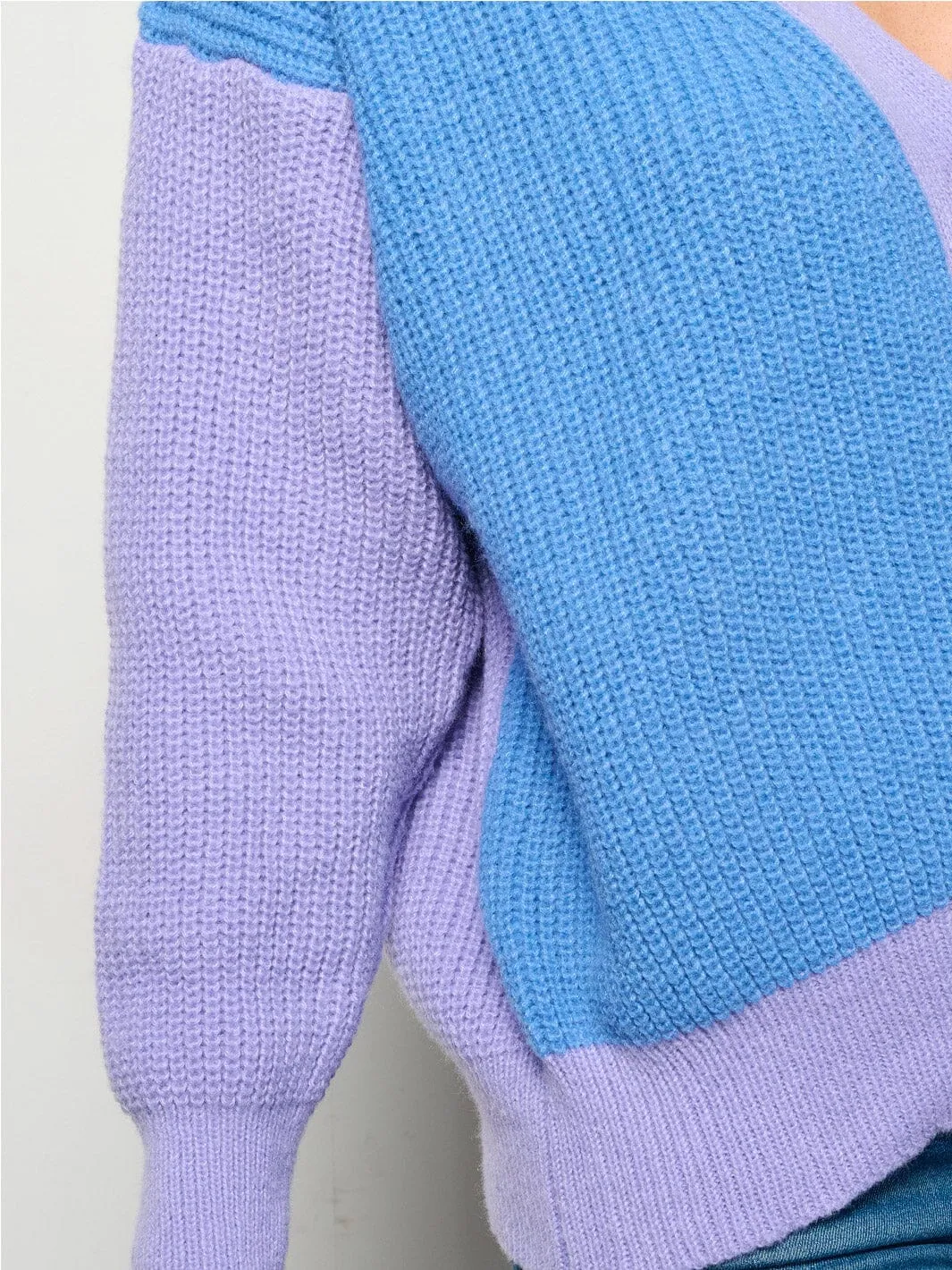 WOMEN'S LONG SLEEVE BUTTON UP COLORBLOCK CARDIGAN SWEATER