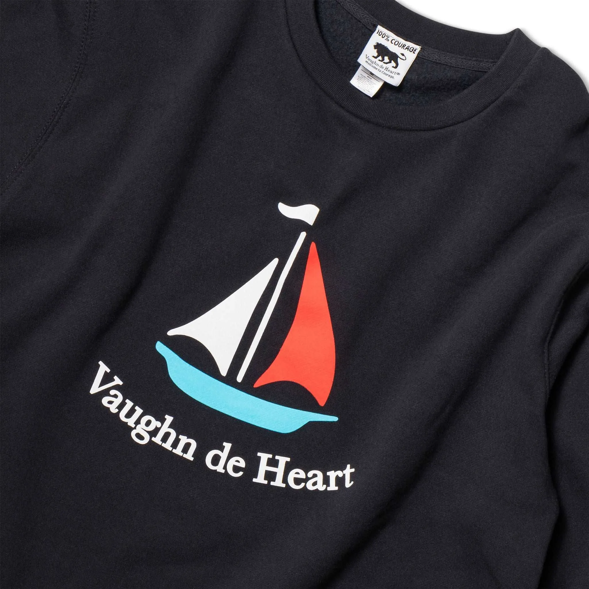 Women's - Voilier - Navy Blue Sailboat French Crew Neck Sweater