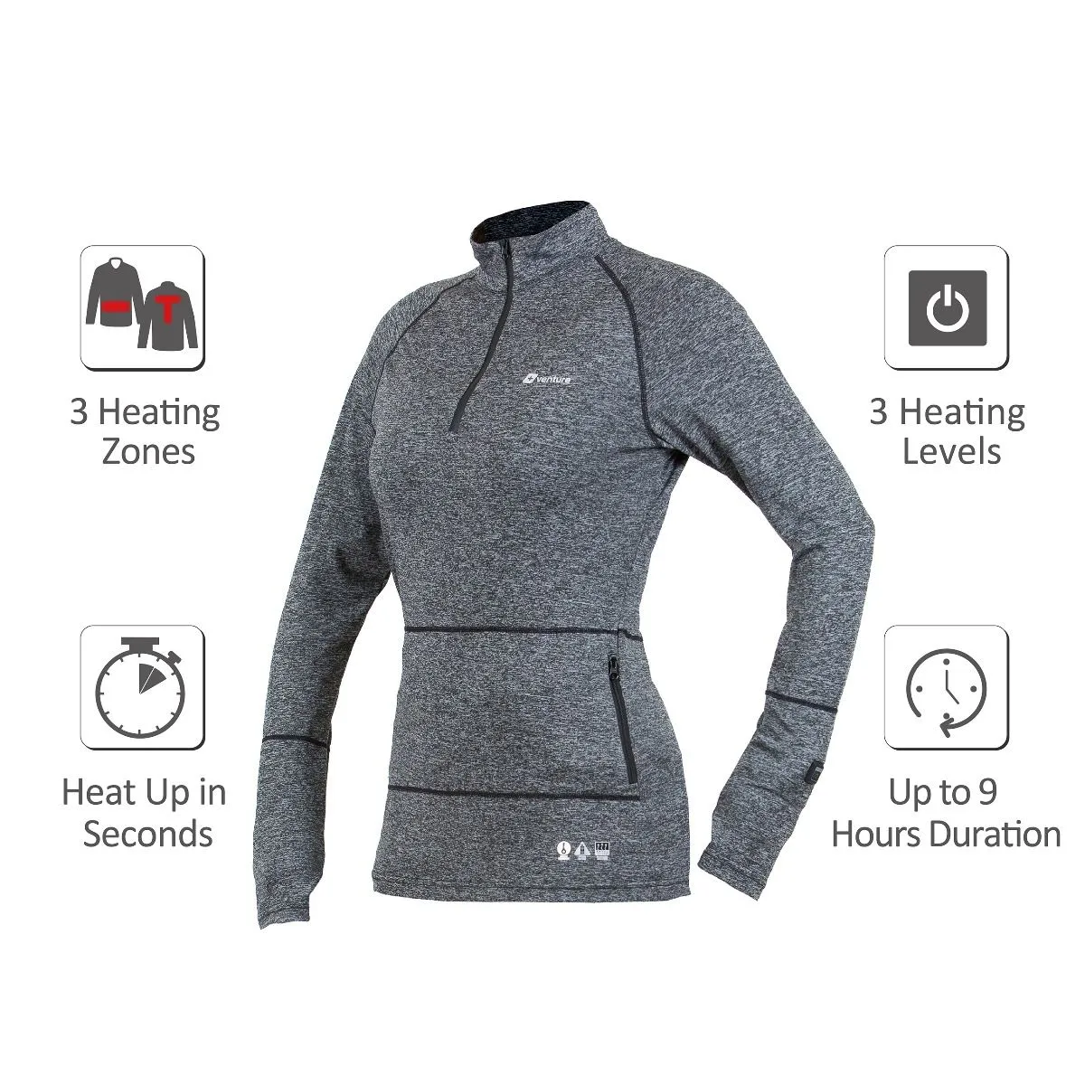 Women’s ZipT Battery Heated Thermal Base Layer Top