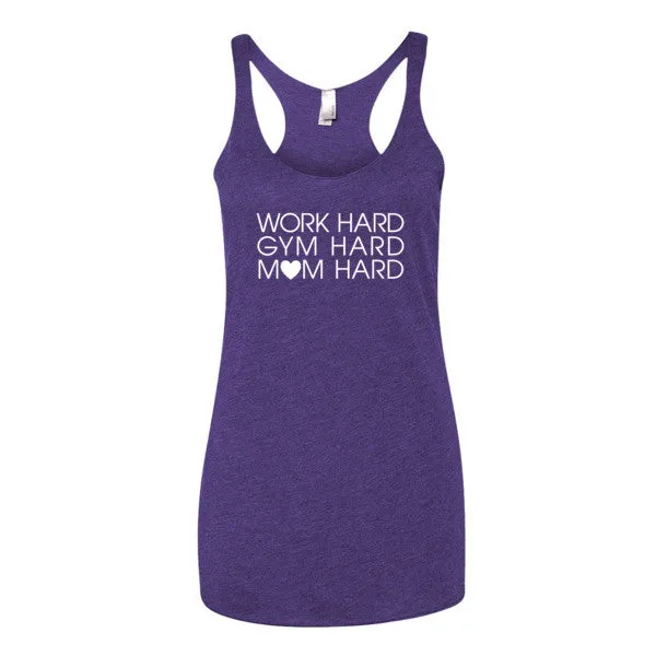 Work Hard, Gym Hard, Mom Hard Tank - White