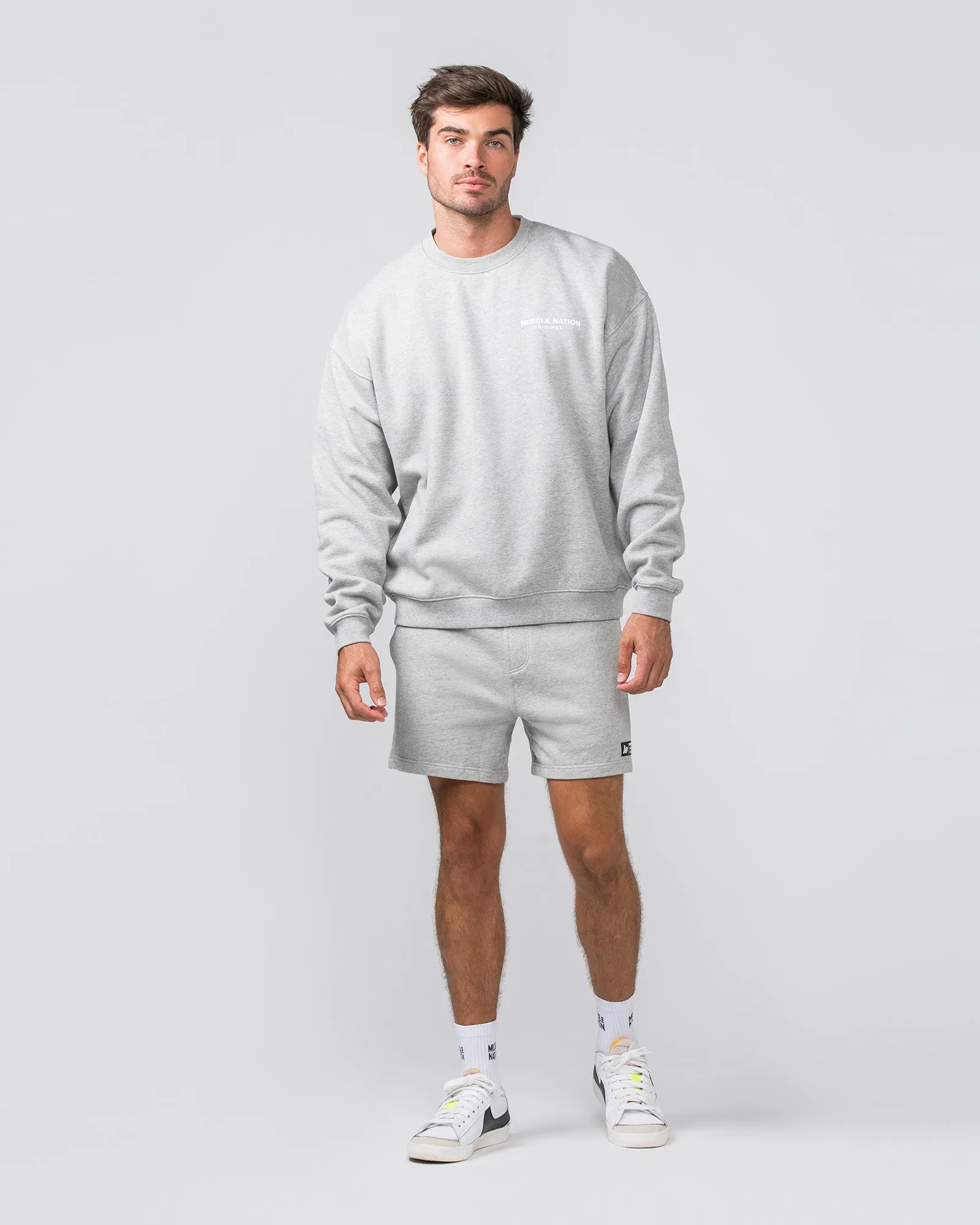 Worldwide Crew Pullover  - Grey Marl