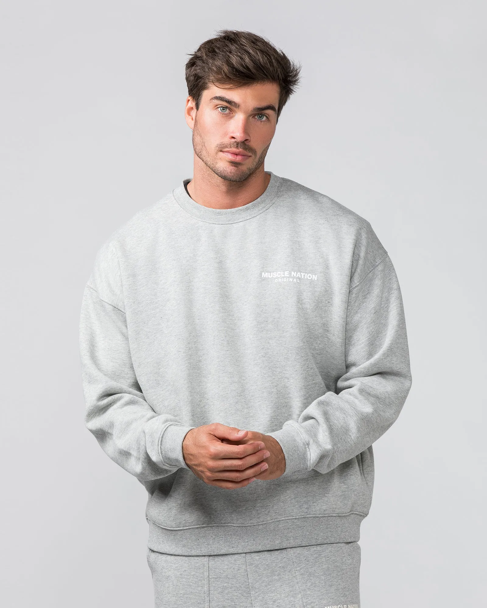 Worldwide Crew Pullover  - Grey Marl