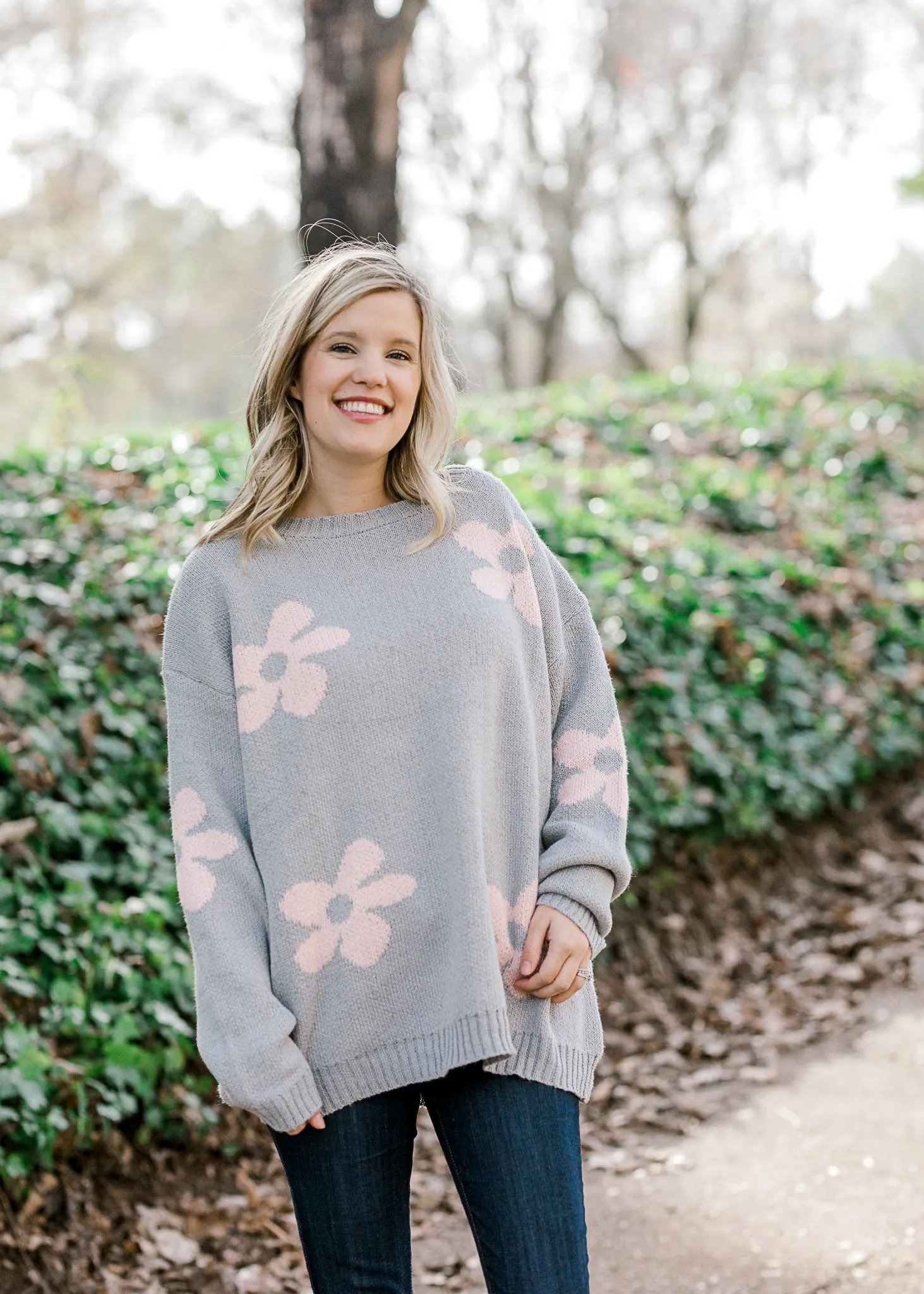 X Grey Heather Daisy Sweater