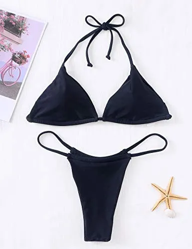 XUNYU Bikini Set Bandage Solid Brazilian Swimwear Two Pieces Swimsuit Padded Thong Bathing Suits
