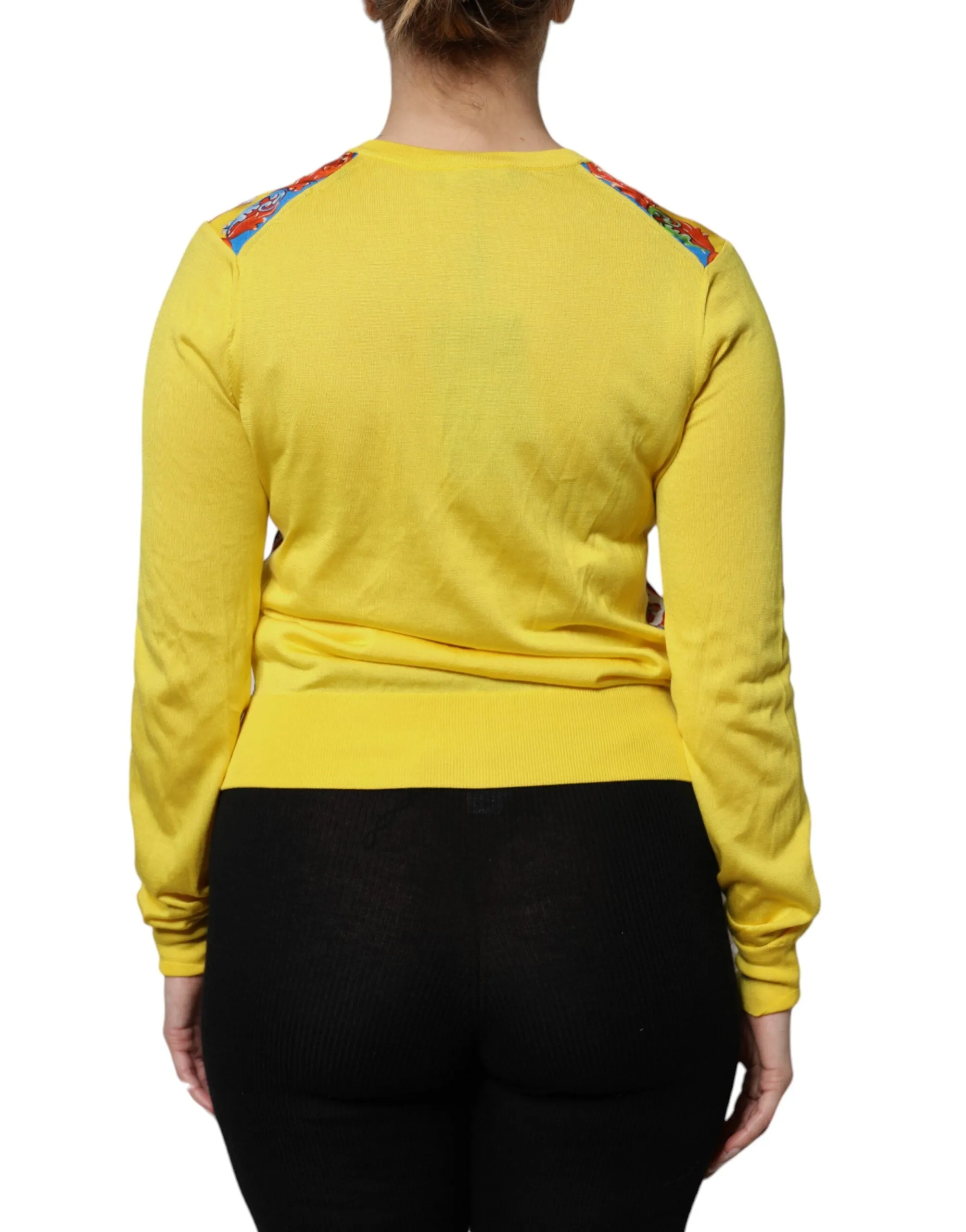 Yellow Floral Long Sleeves Cardigan Sweater