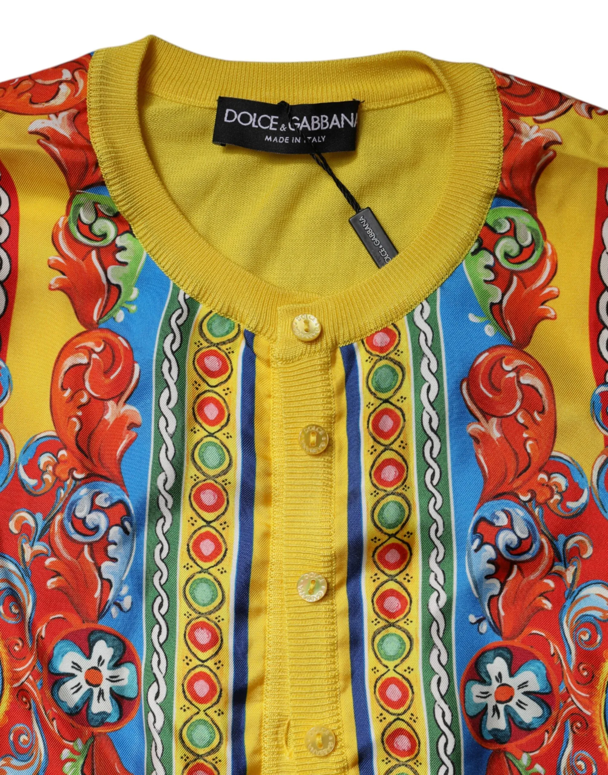 Yellow Floral Long Sleeves Cardigan Sweater