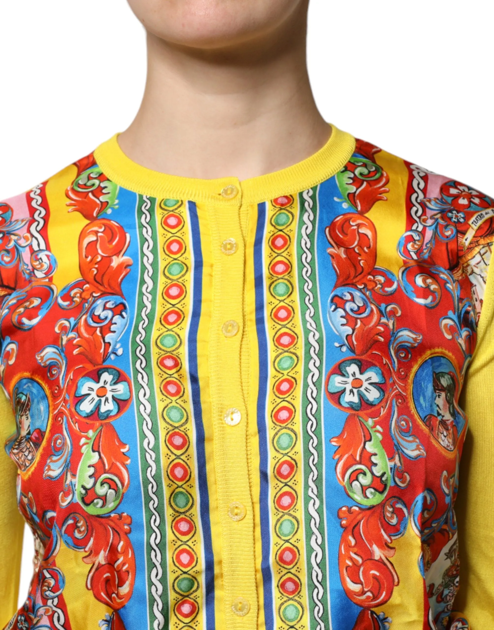 Yellow Floral Long Sleeves Cardigan Sweater