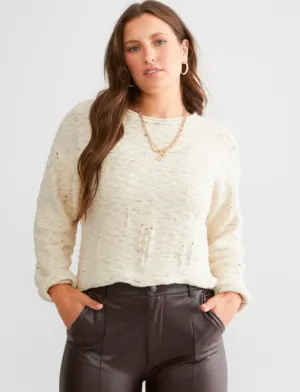 Z Supply Rowe Distressed Sweater, Whisper White